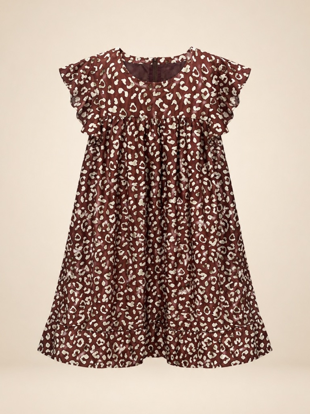 &merci Womens Mini Babydoll Dress in Brown Leopard Print (rack)